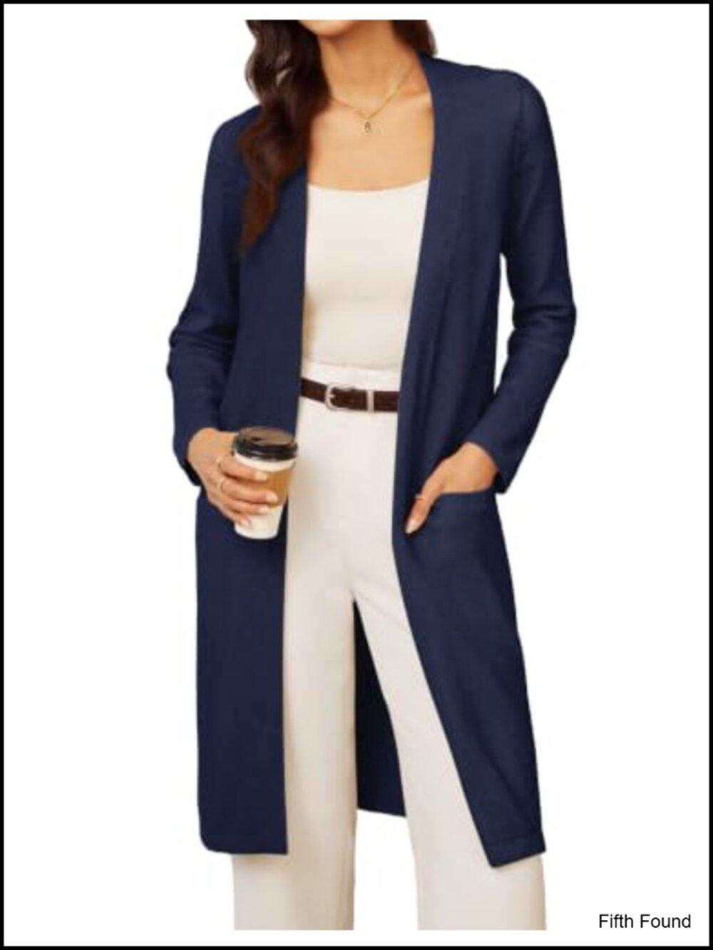 Womens Long Open Front Knit Duster Cardigan Sweater with Pockets